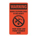 Warning Buried Telephone Cable In This Vicinity - 3 1/2 x 6